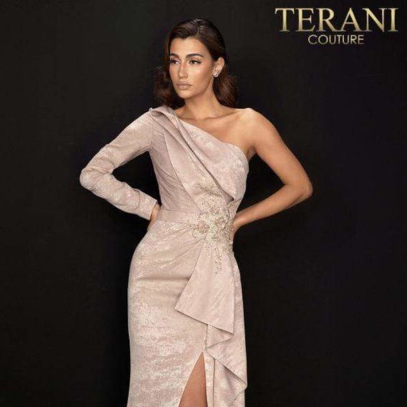 Terani Couture Evening Dress-2011E2038 Size 14 Mocha Color -  www.disolcolor.com